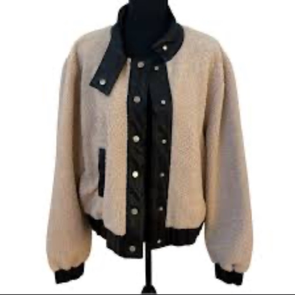 BLDWN Leather Trim and Tan Teddy Jacket S - Picture 4 of 4